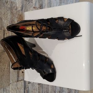 BCBGENERATION black leather lace up heels in size 6.